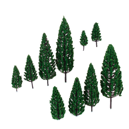 10Pcs 1.9 inch - 6.3 inch Train Scenery Landscape Model Pyramidal Tree 1