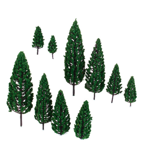 10Pcs 1.9 inch - 6.3 inch Train Scenery Landscape Model Pyramidal Tree 2