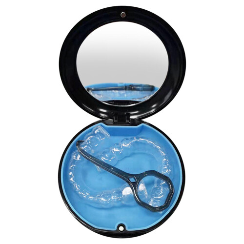 Compact Retainer Case with Mirror with Aligner Remover Tool Mouth Guar