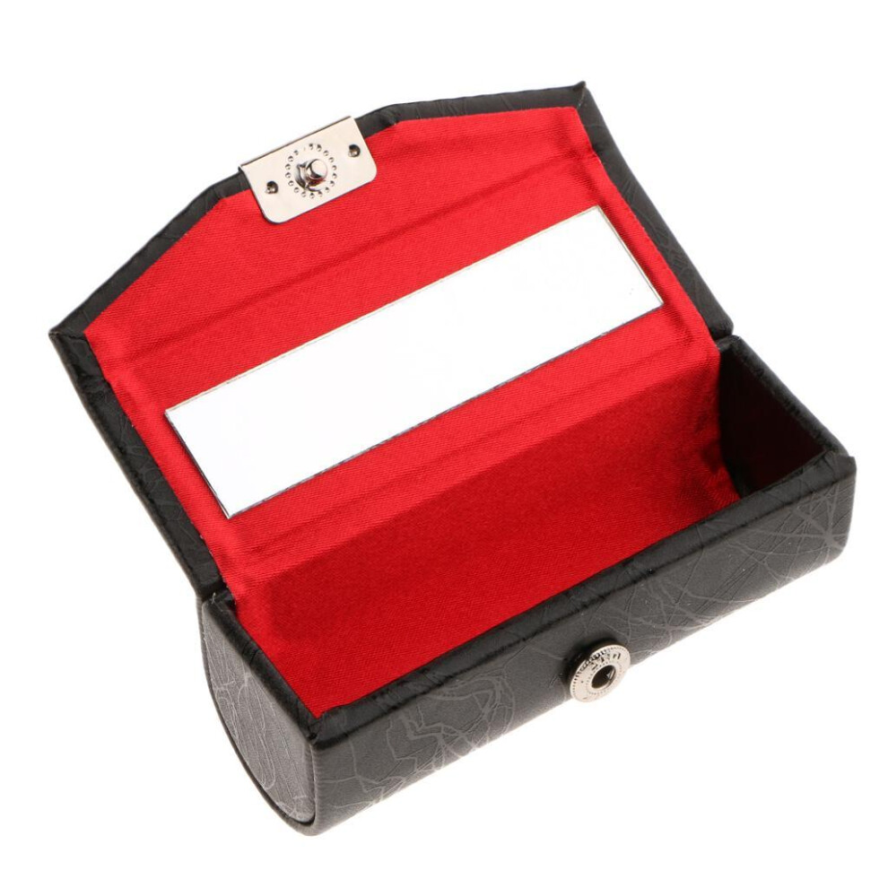 Leather Lipstick Lip Gloss Case Storage Box Makeup Holder with Mirror