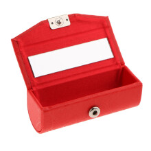 Leather Lipstick Lip Gloss Case Storage Box Makeup Holder with Mirror