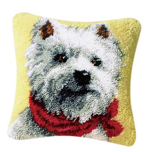 DIY Pillow Cover Latch Hook Kits for Beginner Animals Pattern Tie Dog
