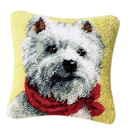 DIY Pillow Cover Latch Hook Kits for Beginner Animals Pattern Tie Dog