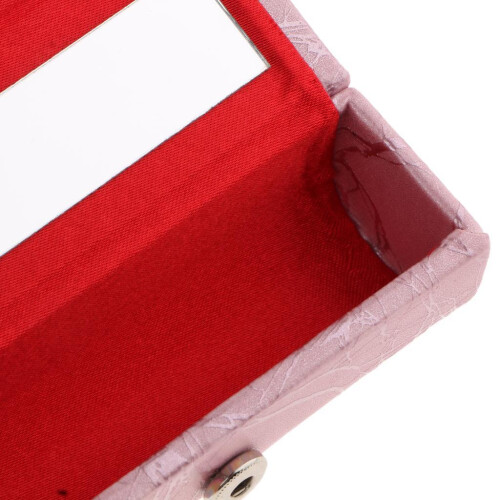 Leather Lipstick Lip Gloss Case Storage Box Makeup Holder with Mirror 2