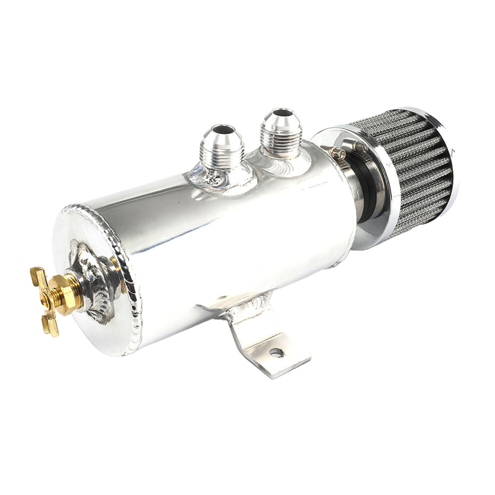 0.75L Brushed 10An Baffled Oil Catch Tank Can For Filter Set Silver 6902696522214
