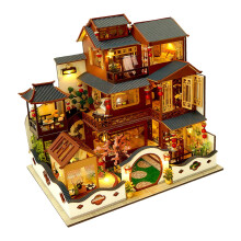 Handmade Dollhouse Assemble Kit with Furniture Artwork Home Decor for
