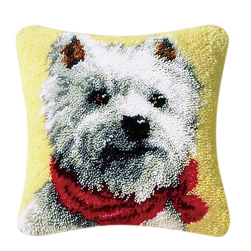 DIY Pillow Cover Latch Hook Kits for Beginner Animals Pattern Tie Dog 2