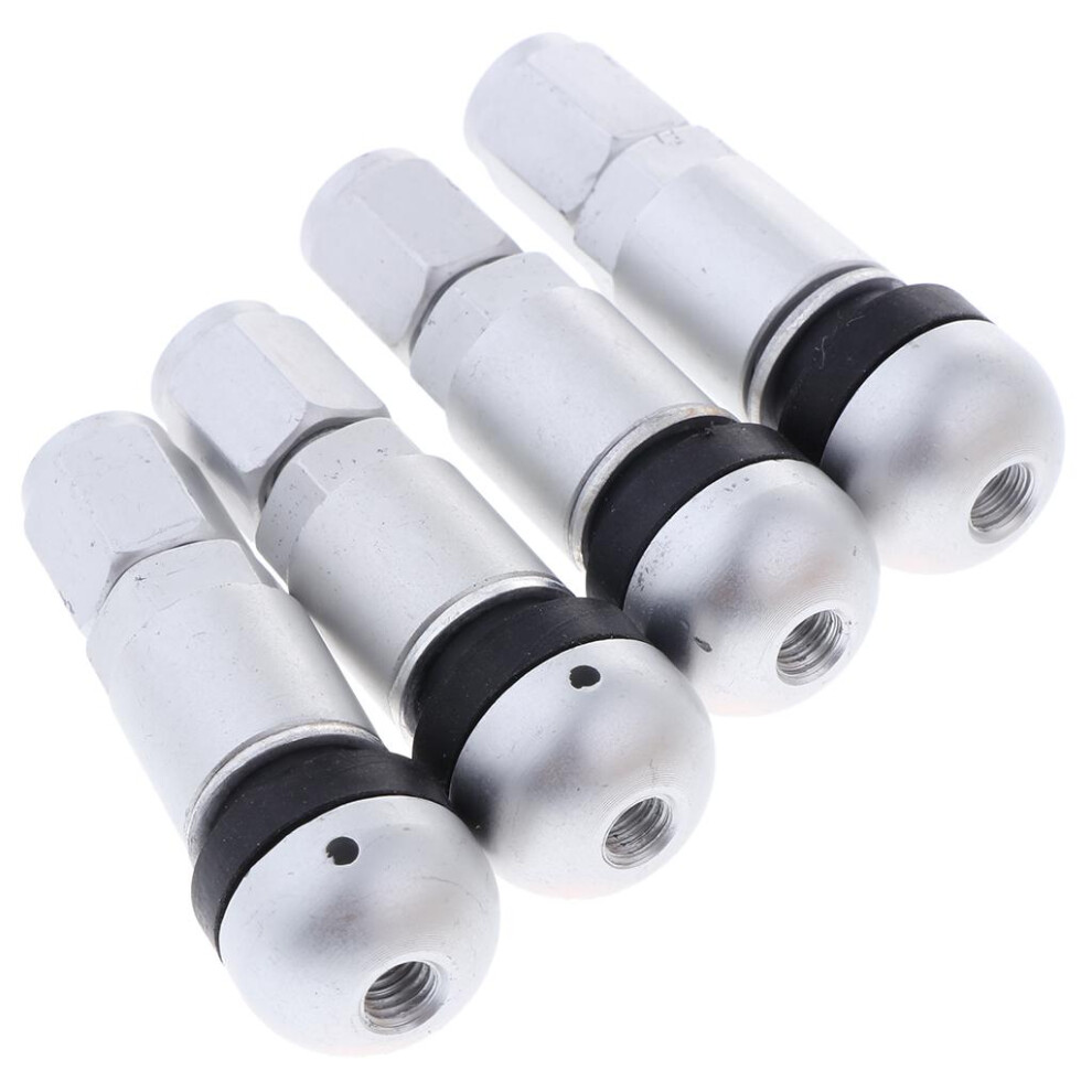 4 Pcs Car Tubeless Wheel Dust Caps Tire Valve Stems Moonlight + Silver 6902695565069