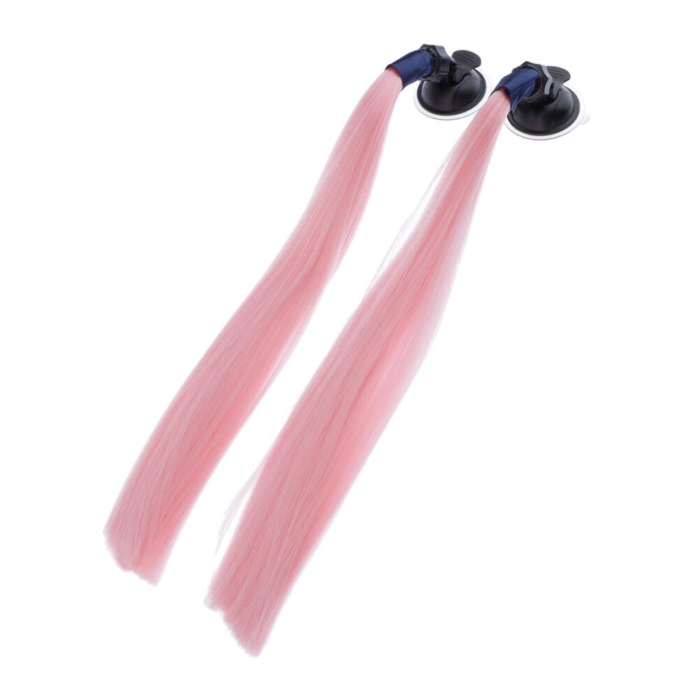 Helmet Wig & Suction Cup Fit For Motorcycle Light Pink 6902695941252
