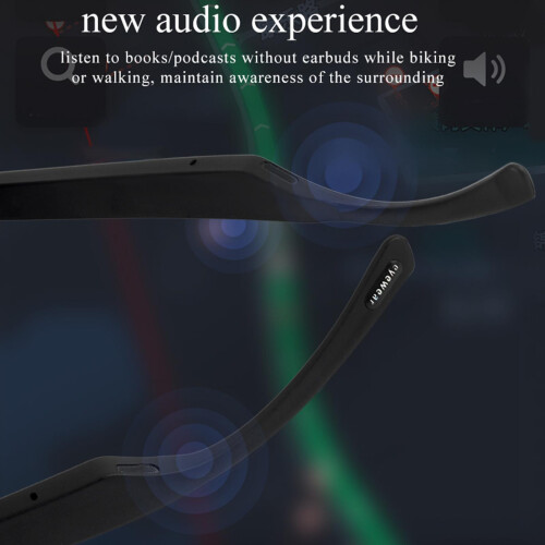 Smart Bluetooth Glasses IP5 Waterproof Compatible with IOS Android Bla 2
