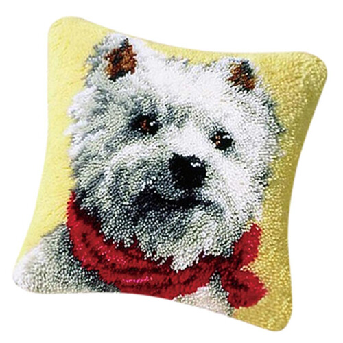 DIY Pillow Cover Latch Hook Kits for Beginner Animals Pattern Tie Dog 1