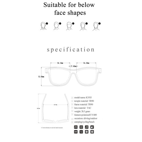 Smart Bluetooth Glasses IP5 Waterproof Compatible with IOS Android Bla 1