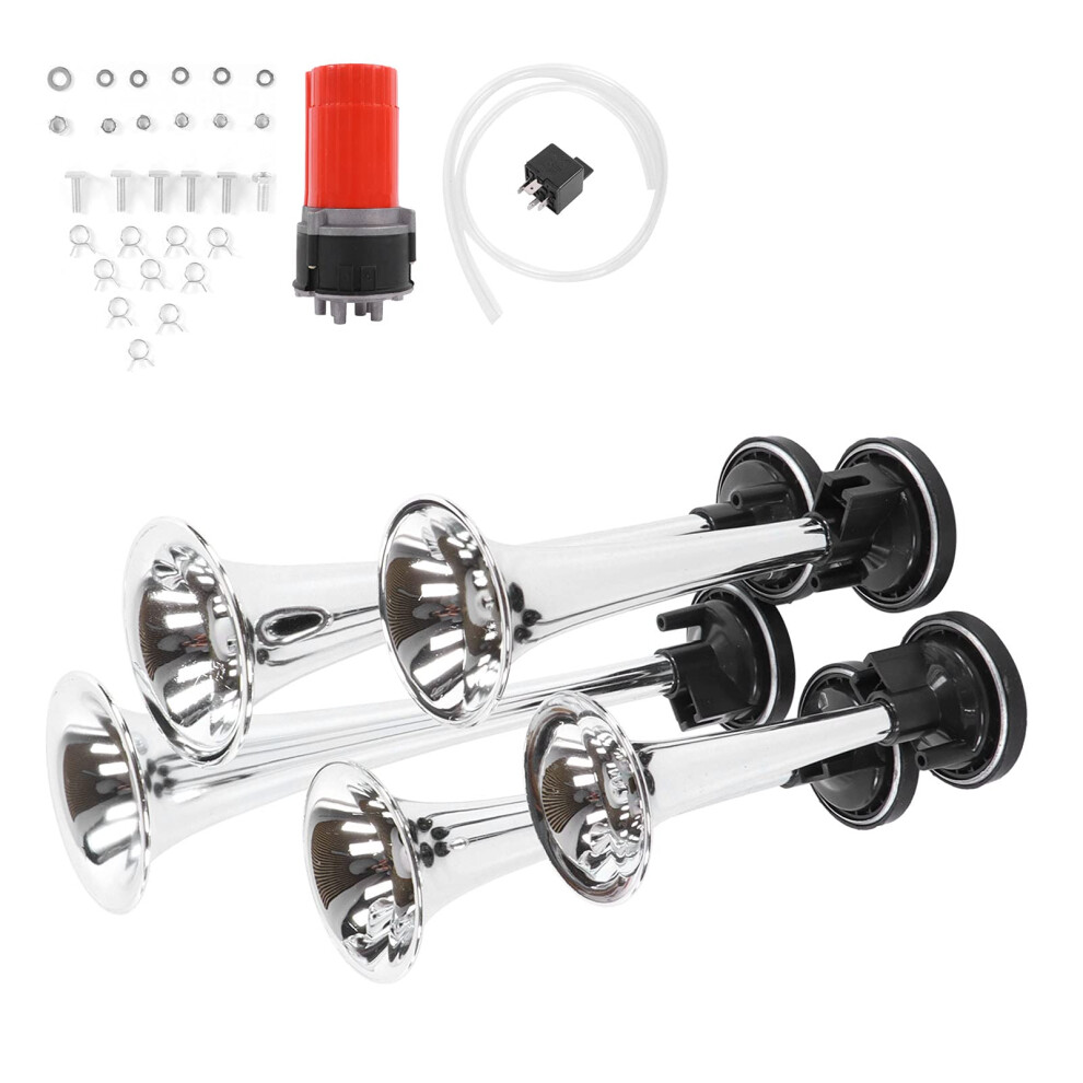 5 Tube Musical Car Air Horn With Compressor, 130Db Loud 12V Chrome Plated For Trucks Boats 9455672733687