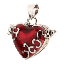 Heart Enamel Openable Cremation Keepsake Urn Pendant Fit Necklace Red