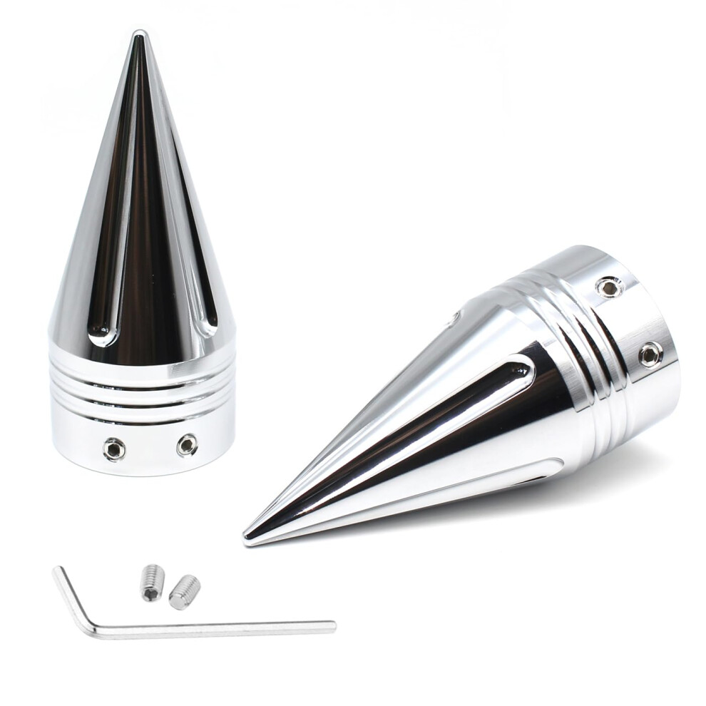 Chrome 3.6 Inch Spiked Front Axle Nut Covers Cnc Aluminum For Harley Davidson Touring Softail Dyna 9455672733717