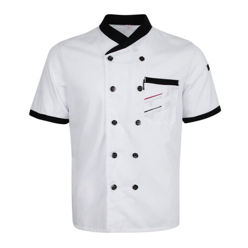 Chef Jacket Uniform Short Sleeve Hotel Kitchen Apparel Cook Coat L Whi