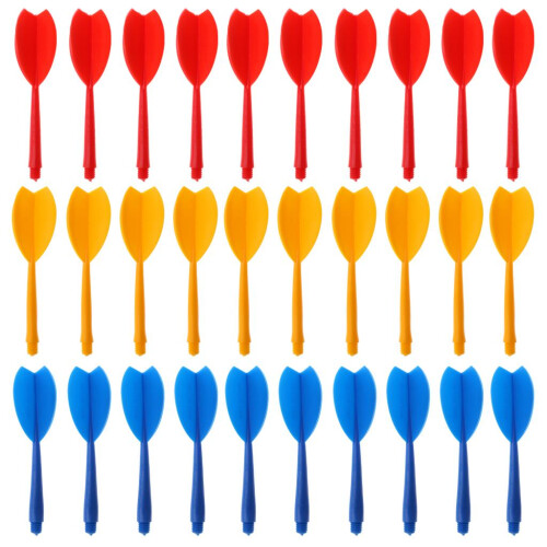 30 Pieces Multicolor Plastic Darts Shaft Flight Combo Set  Red Yellow 1
