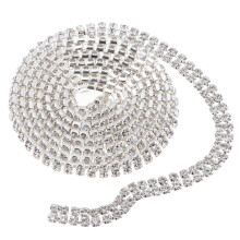2-Row Crystal Rhinestone Close Chain DIY Diamond Mesh Ribbon 1 Yard S