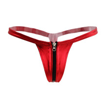 Sexy Women Leather Zipper Open Front Thong Underwear G String T Back R