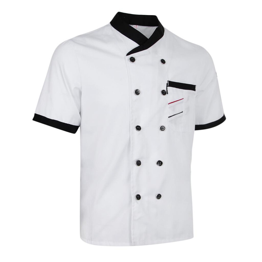 Chef Jacket Uniform Short Sleeve Hotel Kitchen Apparel Cook Coat Xl Wh 6902695683350