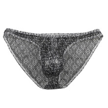 Men's Briefs Sheer Lace Bulge Pouch Underwear Male Panties L Black