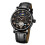 KINYUED Skeleton Moon Phase Auto Mechanical Leather Watch Black 2