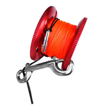 Scuba Diving Aluminum Alloy Finger Reel Spool 50m Line Bolt Snap Clip