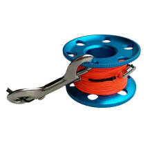 Scuba Diving Finger Spool Reel Line with Dual Bolt Clip 50m Blue& Oran