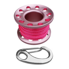 Scuba Diving Guide Finger Reel Spool with Line and Egg Quick Link pink