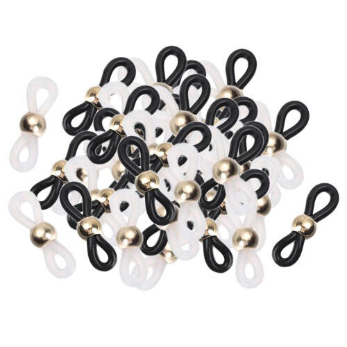 50Pcs Eye Glasses Spectacle Chain Strap Holder Loop Ends Black white 1