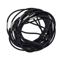 10 Pcs 3mm Black Rubber Cord Rope Necklace Chain with Copper Plug Clas