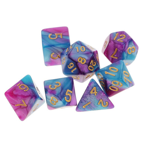 7 Pieces Polyhedral Dice for Dungeons and Dragons RPG Board Game Purpl