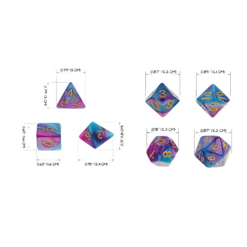 7 Pieces Polyhedral Dice for Dungeons and Dragons RPG Board Game Purpl 1