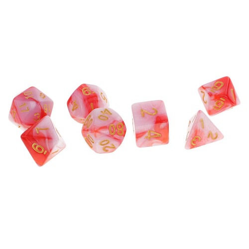 7 Pieces Polyhedral Dice for Dungeons and Dragons RPG Board Game Red W 2