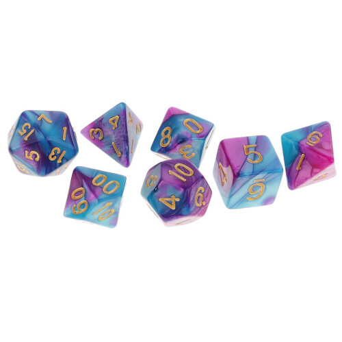 7 Pieces Polyhedral Dice for Dungeons and Dragons RPG Board Game Purpl 2
