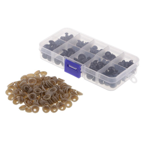 142 Pieces Assorted Size Plastic Safety Eyes with Washers for Dolls Ma