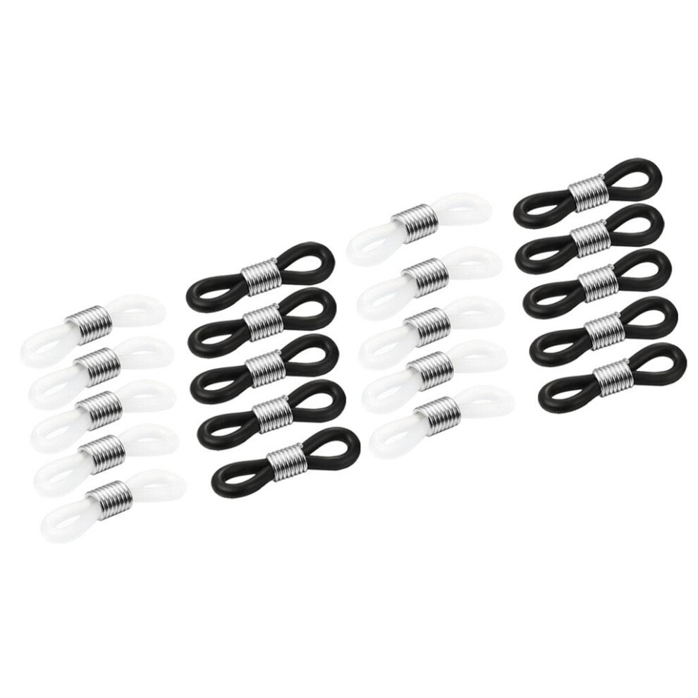 Black/White 20Pcs Rubber Metal Ends Connectors Retainers Holder For Eyeglass Chain