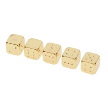 Six Sided Dice D6 Set of 5 Zinc Alloy Dices D&D RPG Game Supply Gold