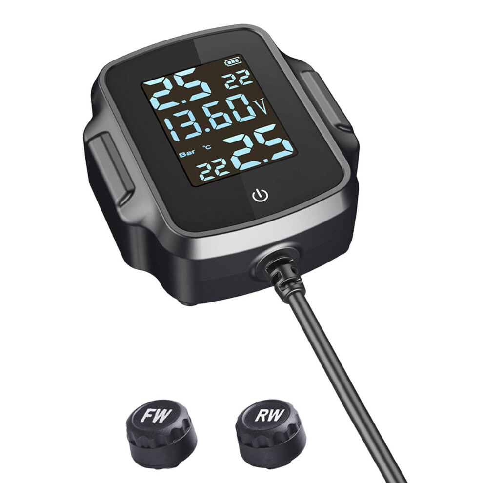 Motorcycle Tpms Tire Pressure Monitoring System Gauge Wireless Usb Cha 6902696436030