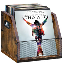 Vinyl Record Storage Box Large Wooden Crate Retro Organizer with OpenFront Access and Easy Carry Handles