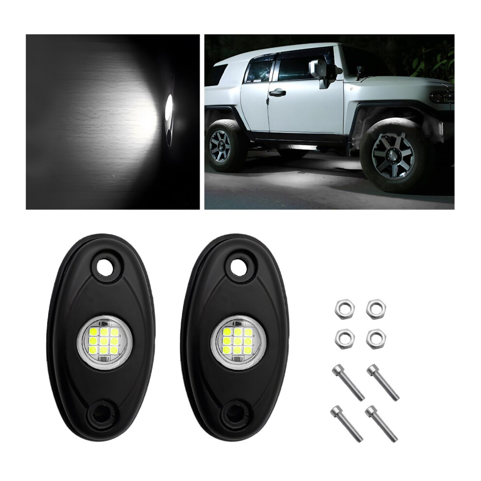 2 Pcs Led Rock Lights Ip67 Waterproof Brightness Underbody Fender Lights For Trucks Suv Off Road White 9455672733816