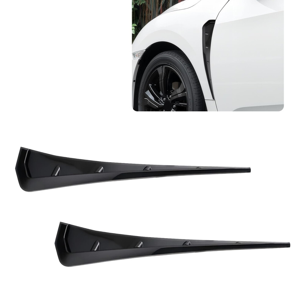 2Pcs Car Fender Side Vents Carbon Fiber Spoiler Sporty Air Flow Grille Universal Black 9053599068921
