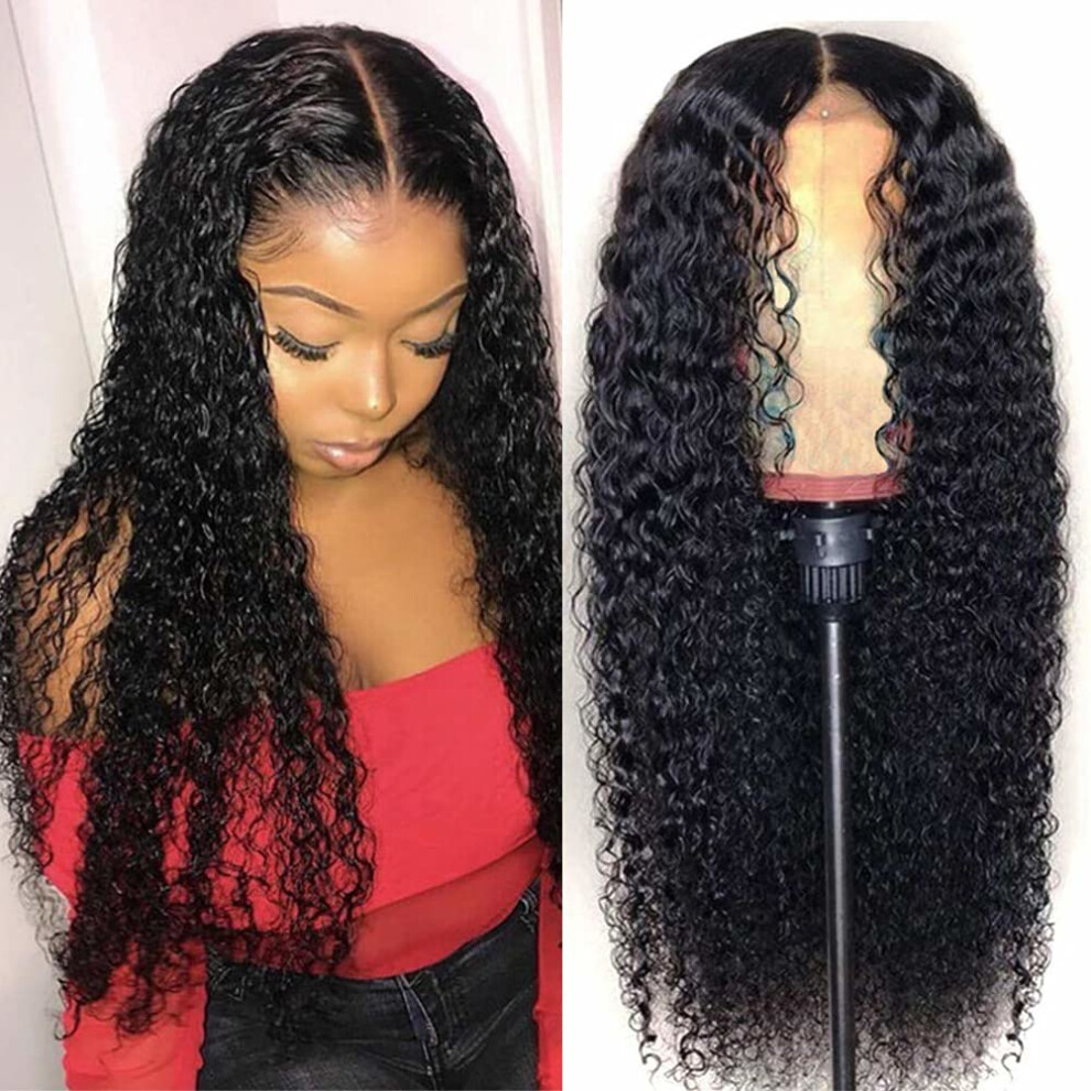 Curly Lace Front Wig with Baby Hair 18 Inch 150% Density Brazilian Virgin Hair Pre Plucked Natural Hairline