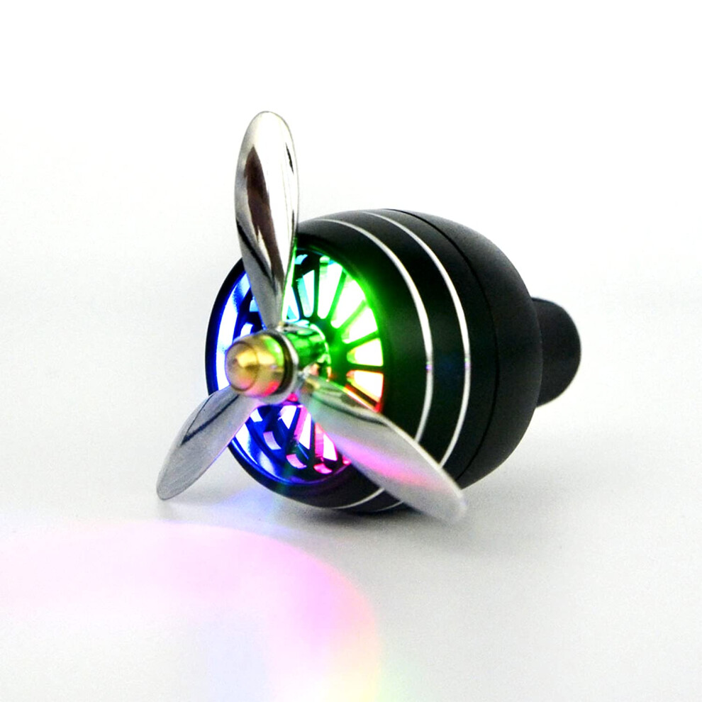 Car Air Freshener Vent Clip With Spinning Propeller And Colorful Led, Longlasting Aroma Diffuser (Black) Black 9053599069041