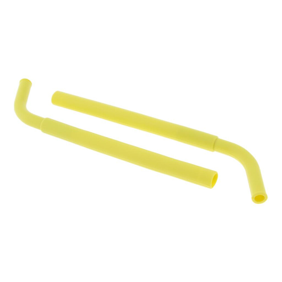 Yellow 2Pcs Silicone Flexible Reusable Straight Bendy Drinking Straws