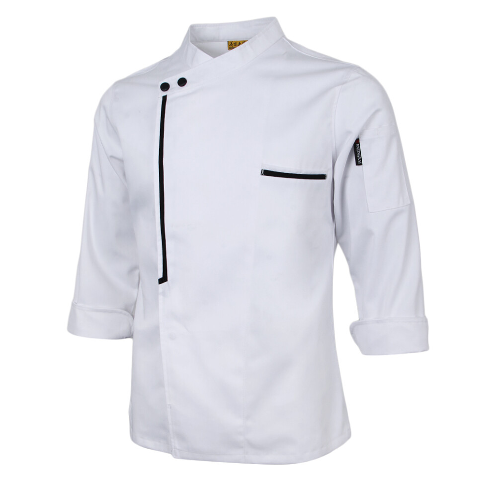 Retro Chef Jacket Coat Uniform Long Sleeve Hotel Kitchen Apparel 2XL W 6902696531377