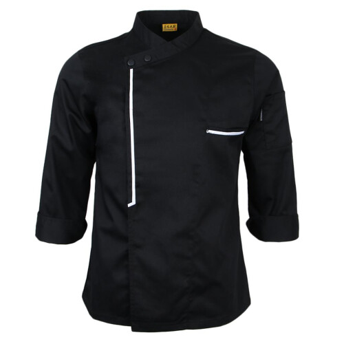 Retro Chef Jacket Coat Uniform Long Sleeve Hotel Kitchen Apparel 2XL B 1