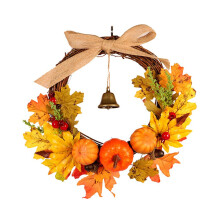Colorful Maple Leaf Autumn Wreath Pumpkin Garland Door Window Decorati