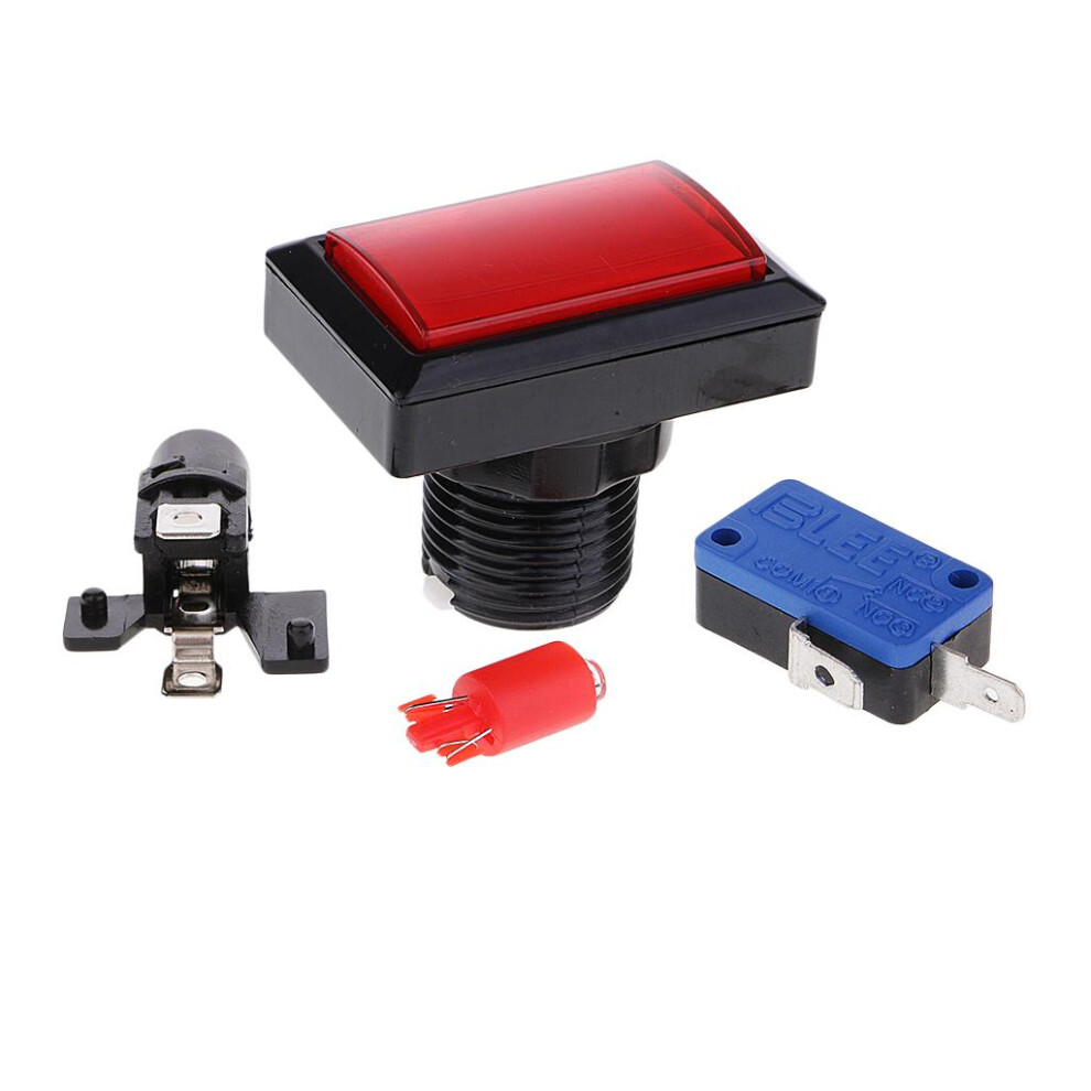 Rectangle Arcade Machine Game Button With Led Illuminated Push Button Light 6902696588135