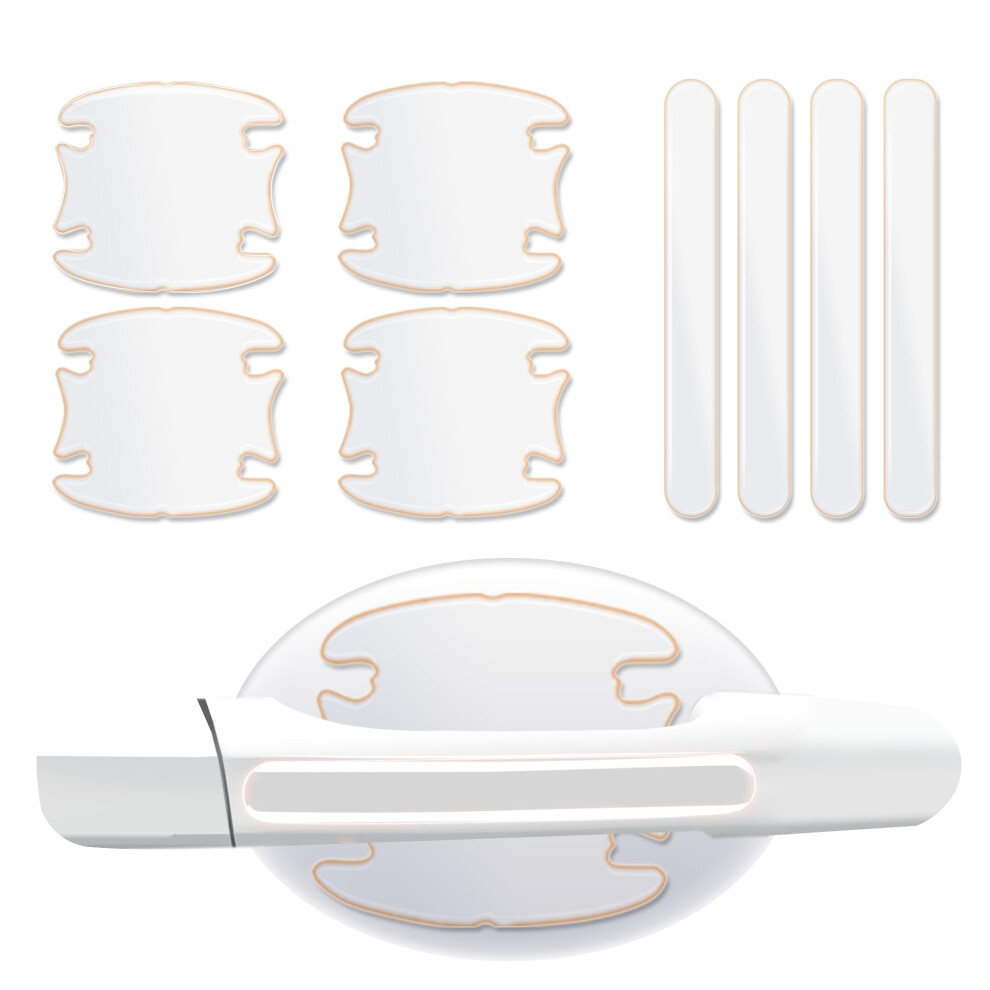 Car Door Handle And Cup Protector 8Pcs Transparent Tpu Antiscratch Film Universal Fit For Suv Truck 9053599069584
